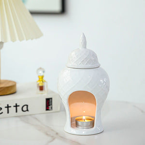 White Ceramic Ginger Jar Inspired Wax Melt Oil Burner