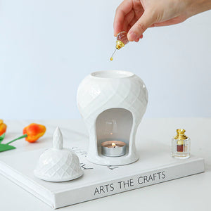 White Ceramic Ginger Jar Inspired Wax Melt Oil Burner