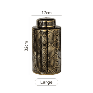 The Novogratz Ceramic Decorative Jars with Gold Accent,Black Se