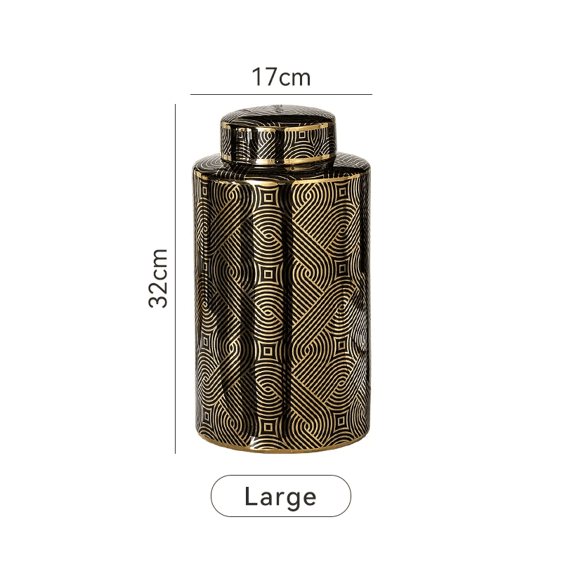 The Novogratz Ceramic Decorative Jars with Gold Accent,Black Se
