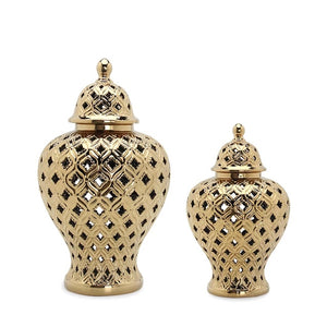 Stylish gold ginger jar for tabletop display