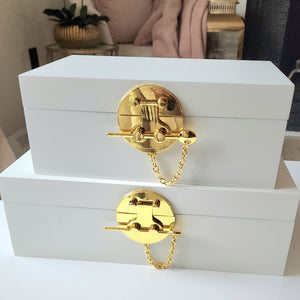 Vintage wooden jewelry box with intricate carved details