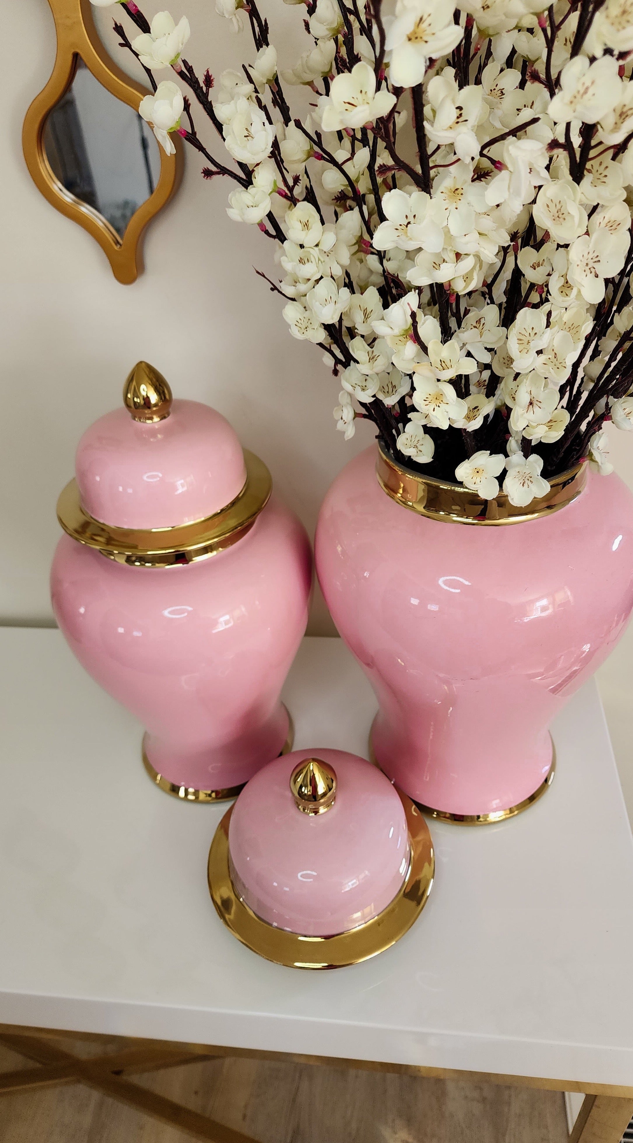 Lux Pink and Gold Ginger Jar