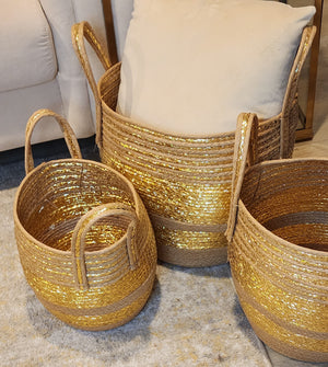 Stylish storage solution made of paper rope and lined with fabric