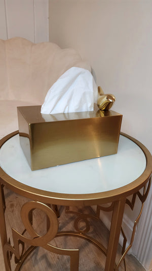 Cortex Gold Tissue Box Holder with a tissue paper shown on it