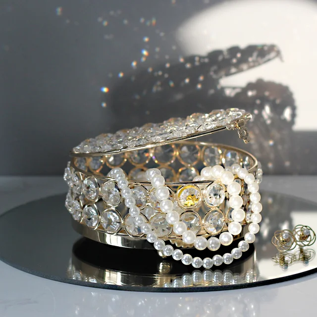 Gold Wedding Box, Lasso Box, Crystal Box, Treasure Chest ,Wedding Lasso,Mother's Day  Gift,Anniversary,jewelry organizer