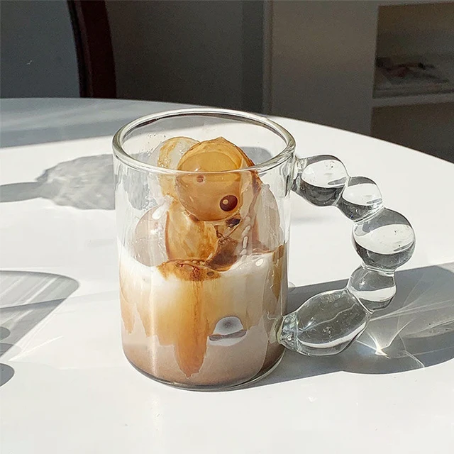 transparent glass mug fruit in it showing great