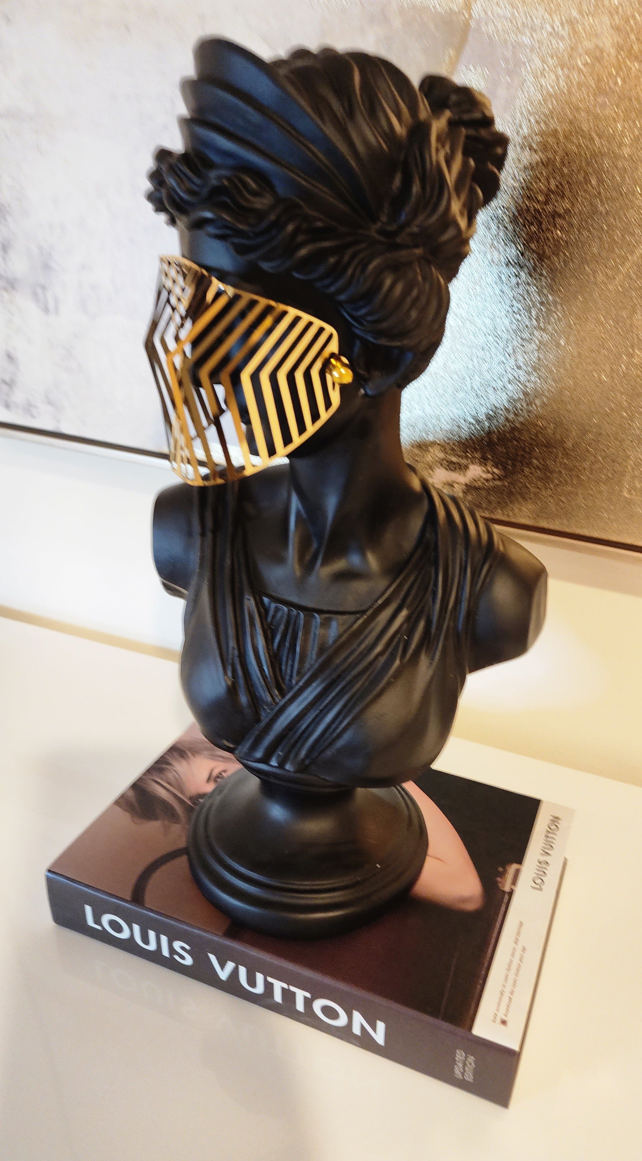 Bust Woman In Mask Figurine Statue