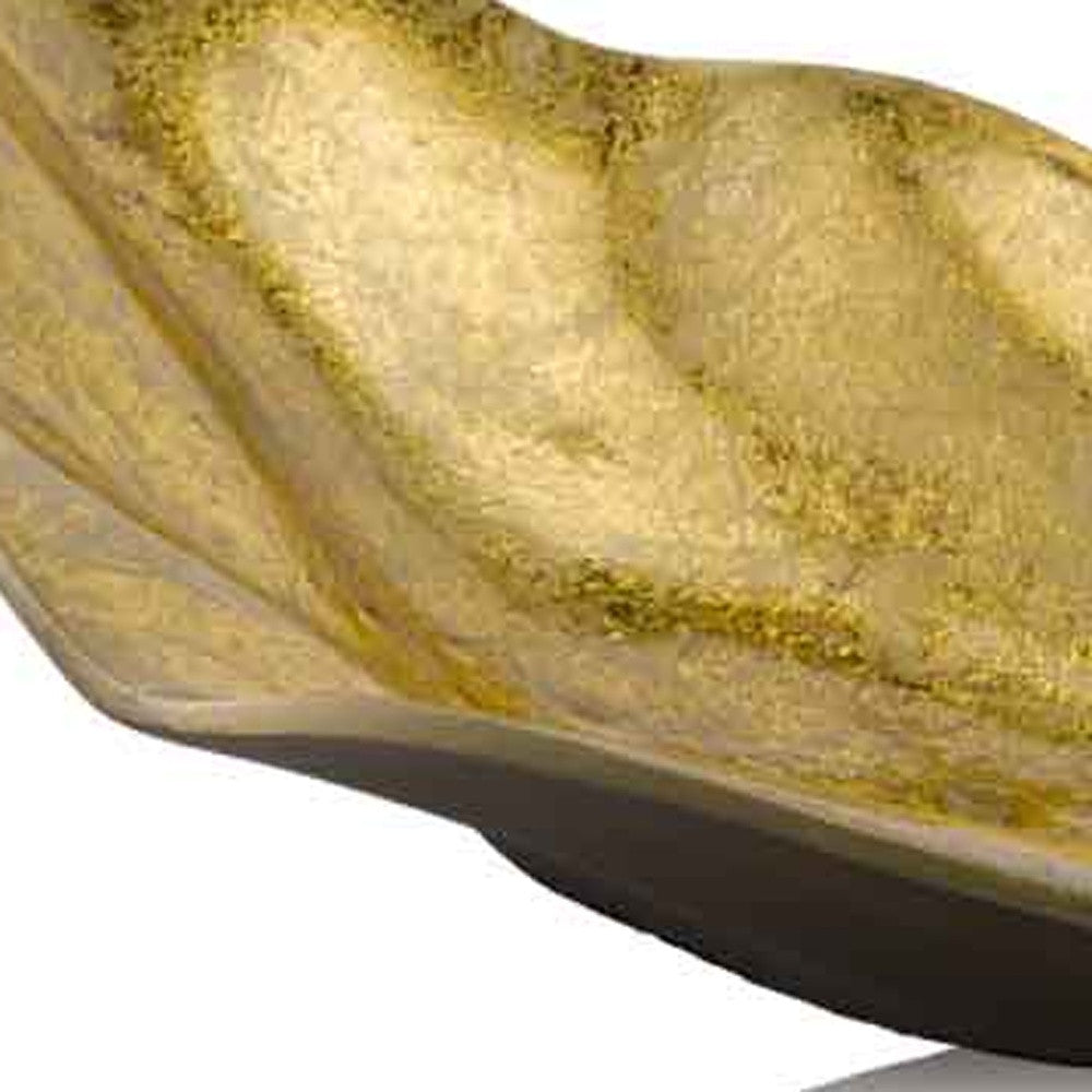 18" Gold Modern Wavy Aluminum Centerpiece Bowl-4