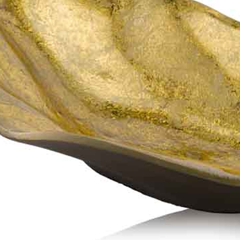 18" Gold Modern Wavy Aluminum Centerpiece Bowl-5