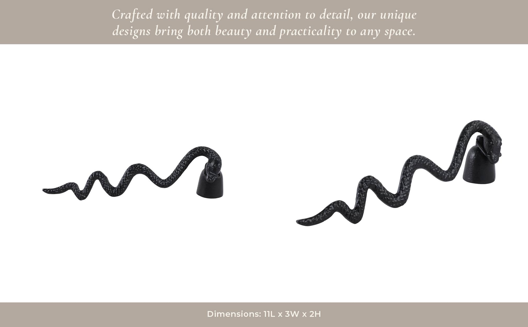 Candle Snuffer - Black Metal Snake, 11 in.
