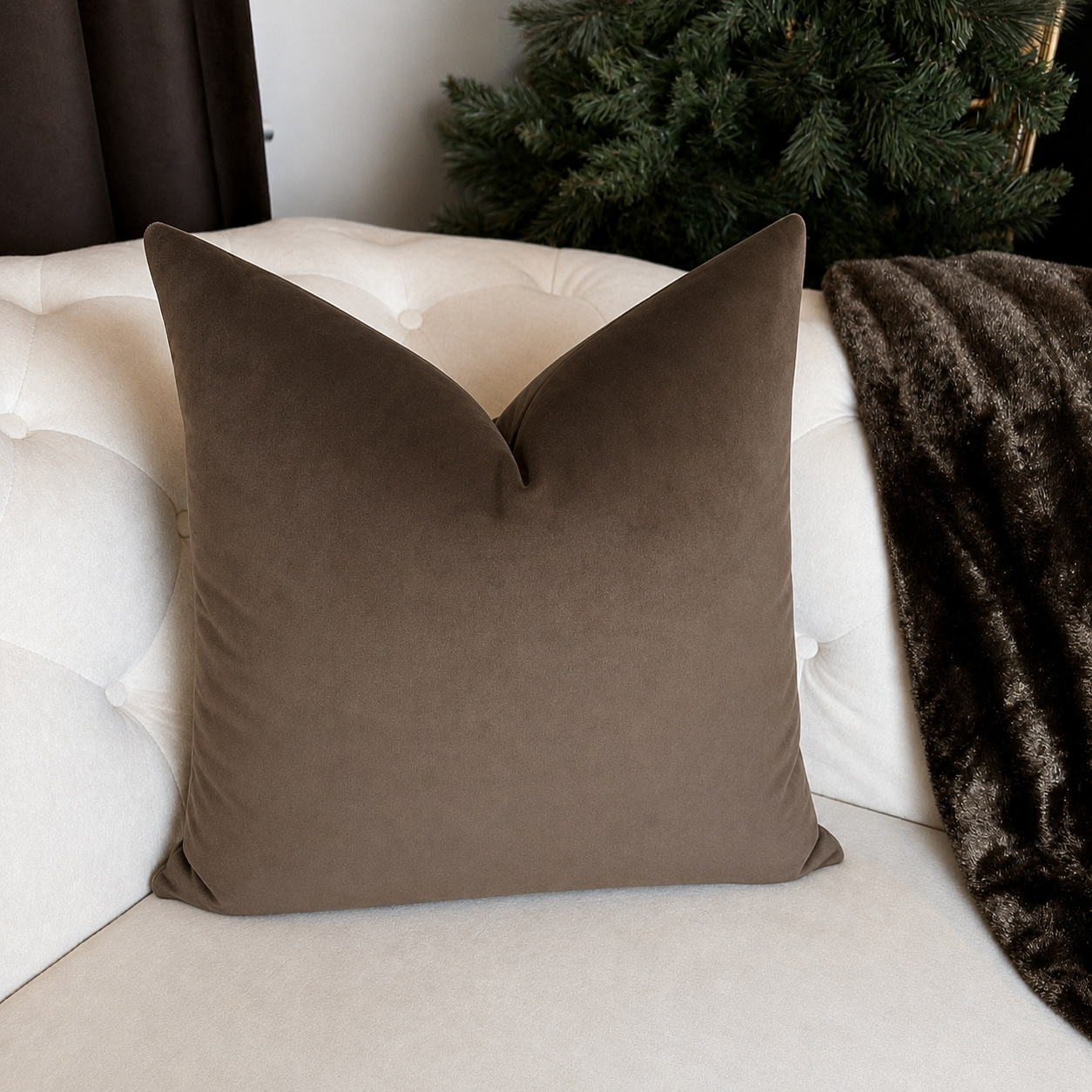 Velvet Chocolate Brown Pillow Cover