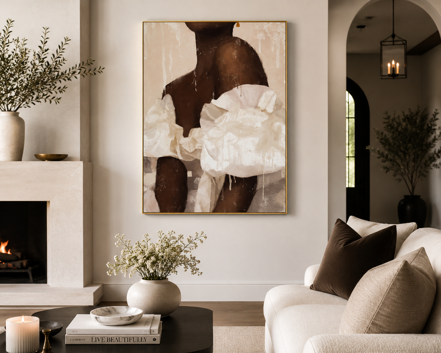 Golden Framed Vintage Black Woman Wall Art