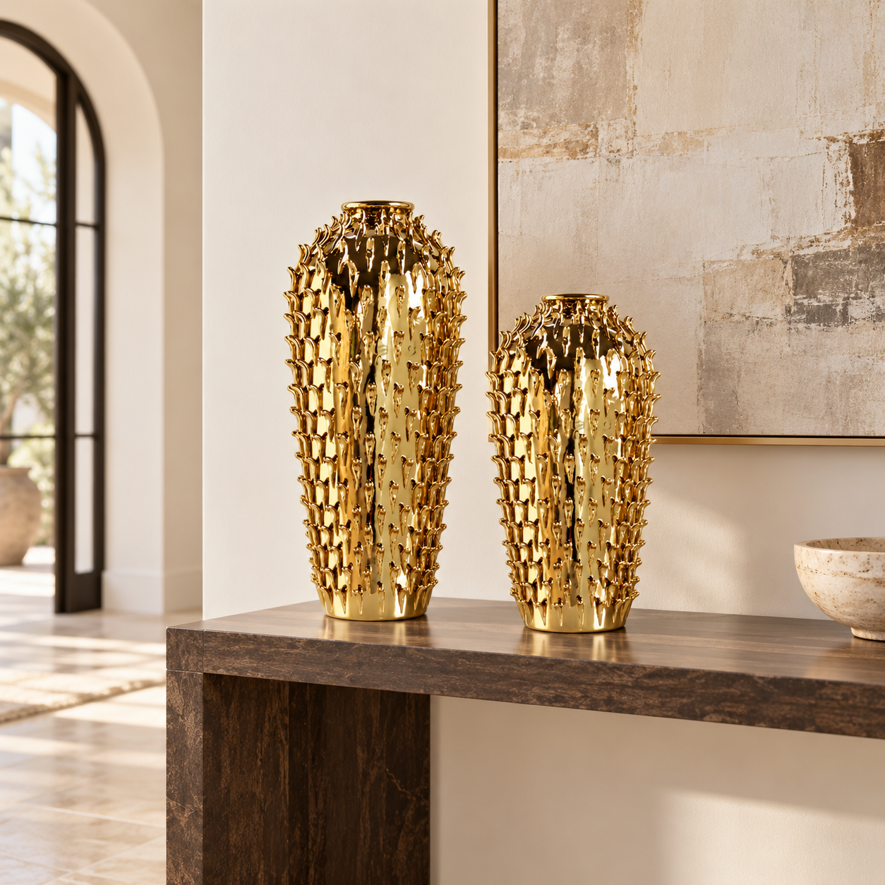 Embossed Luxury Ceramic Flower Vases Elegant Home Decor from Royale One