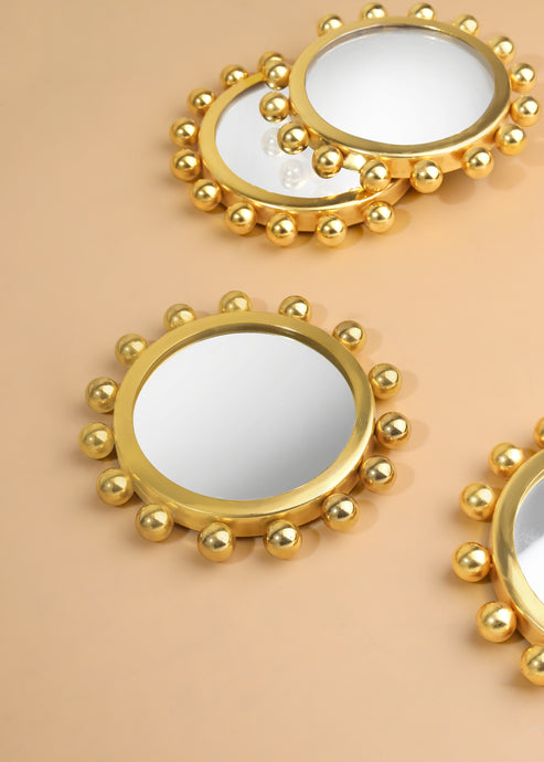 Astra Gold Beaded Mirror Coaster Set