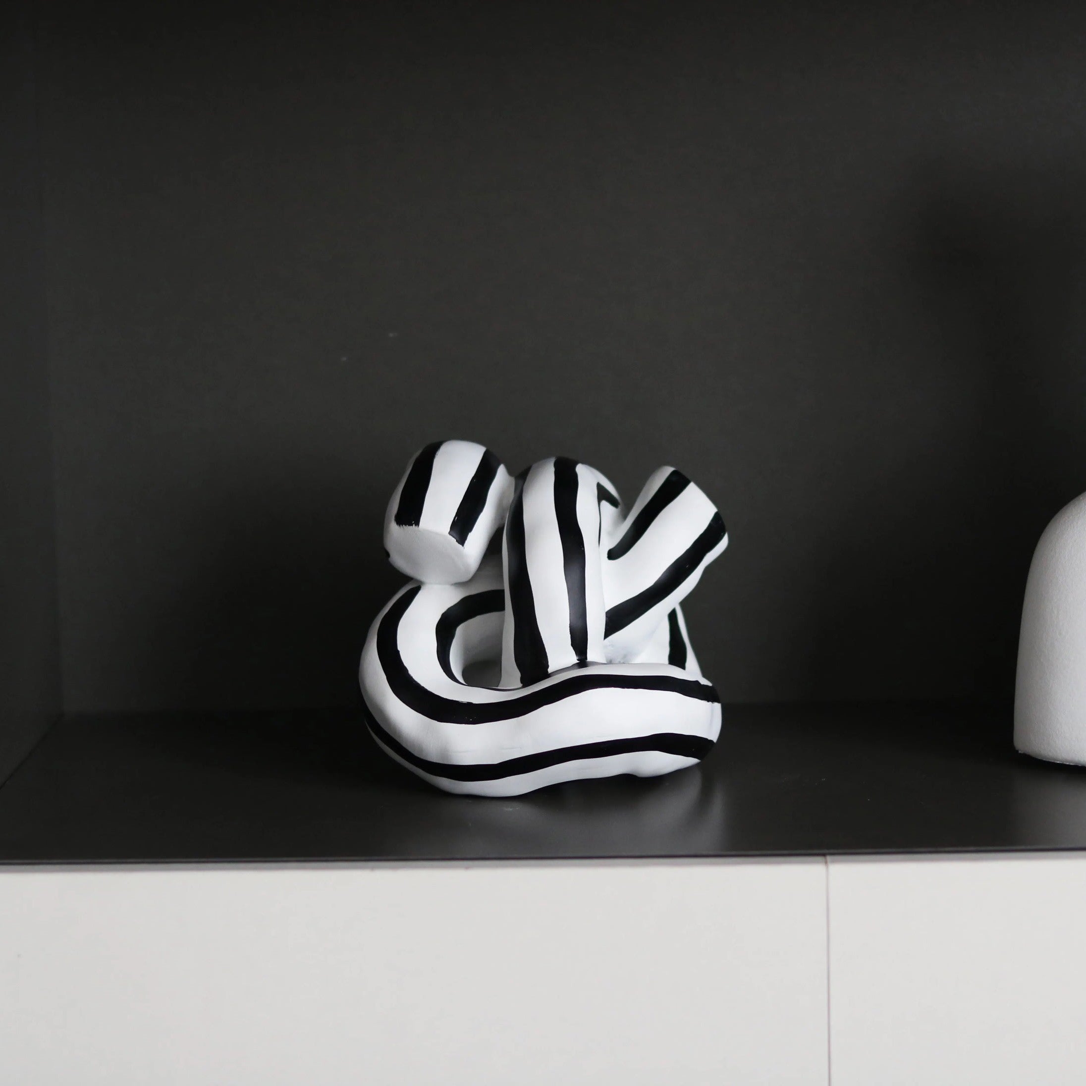 Black And White Striped Knotted Resin Ornaments
