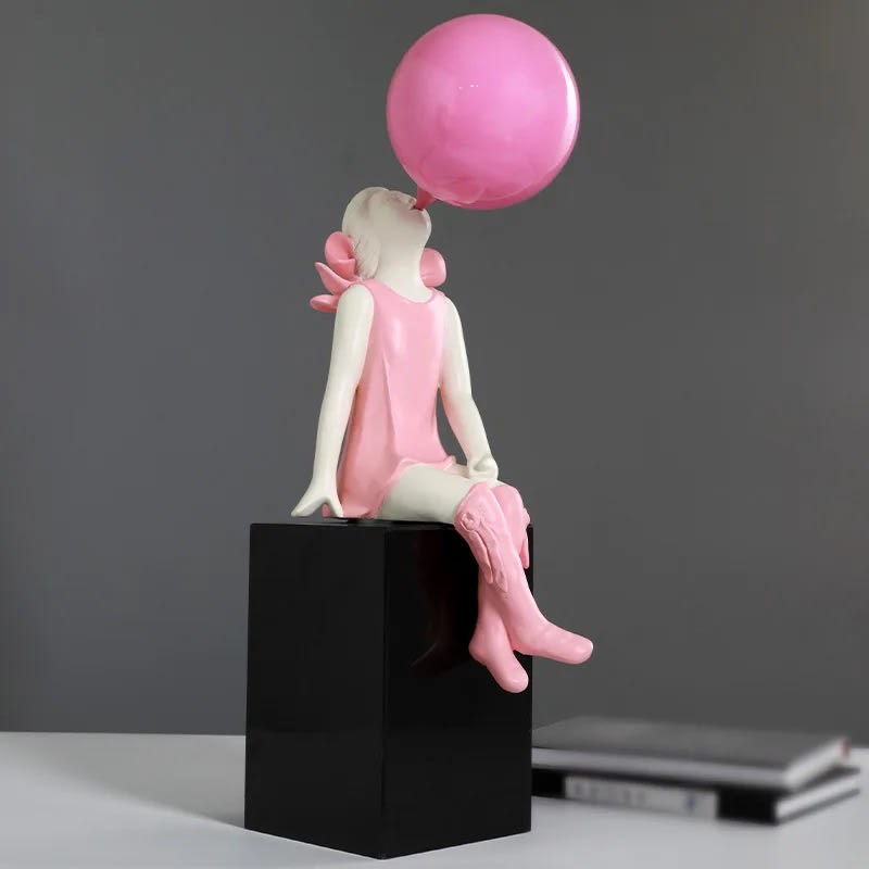 Bubble Blowing Girl Sculpture Figures Decoration