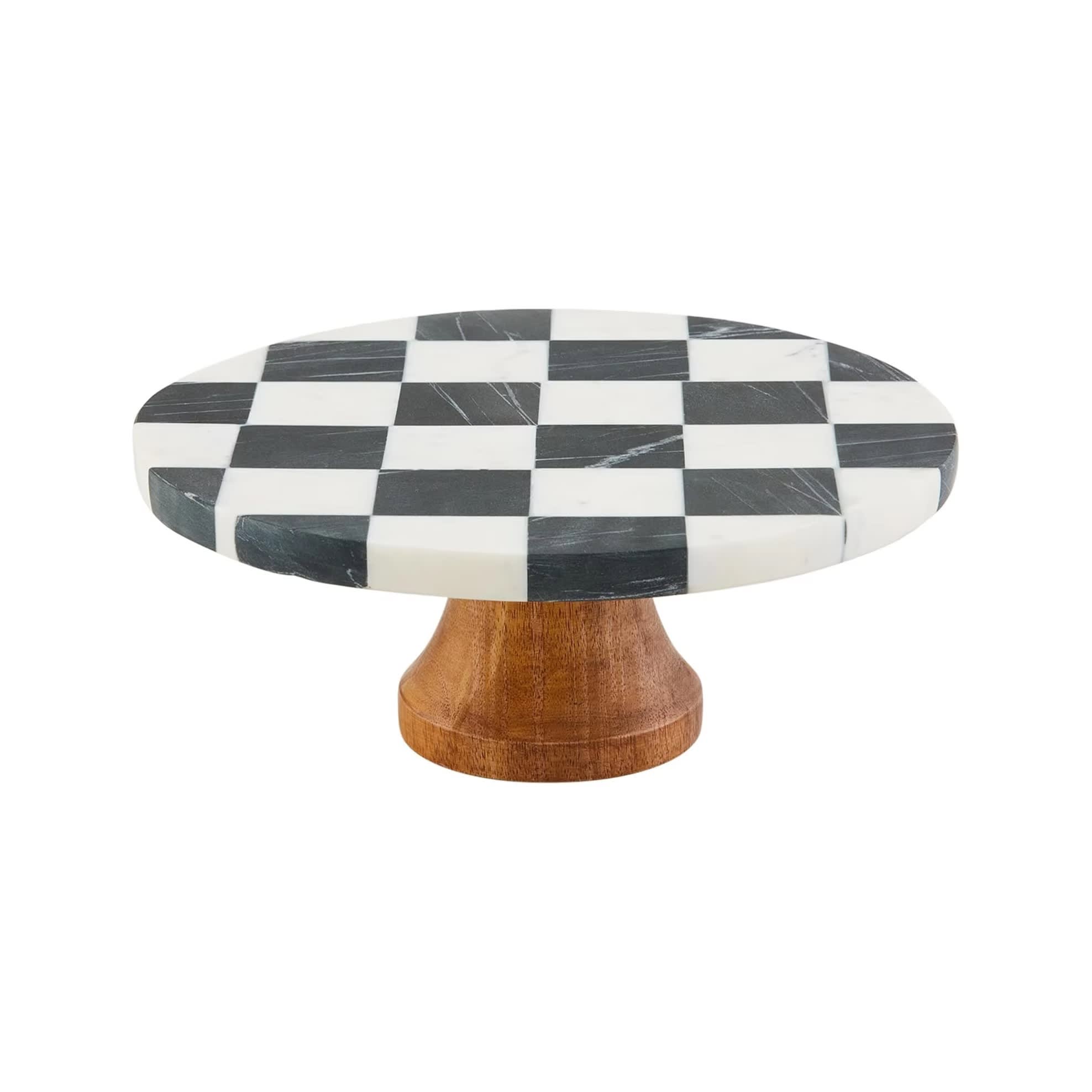 Checkered Marble Cake Pedestal Set