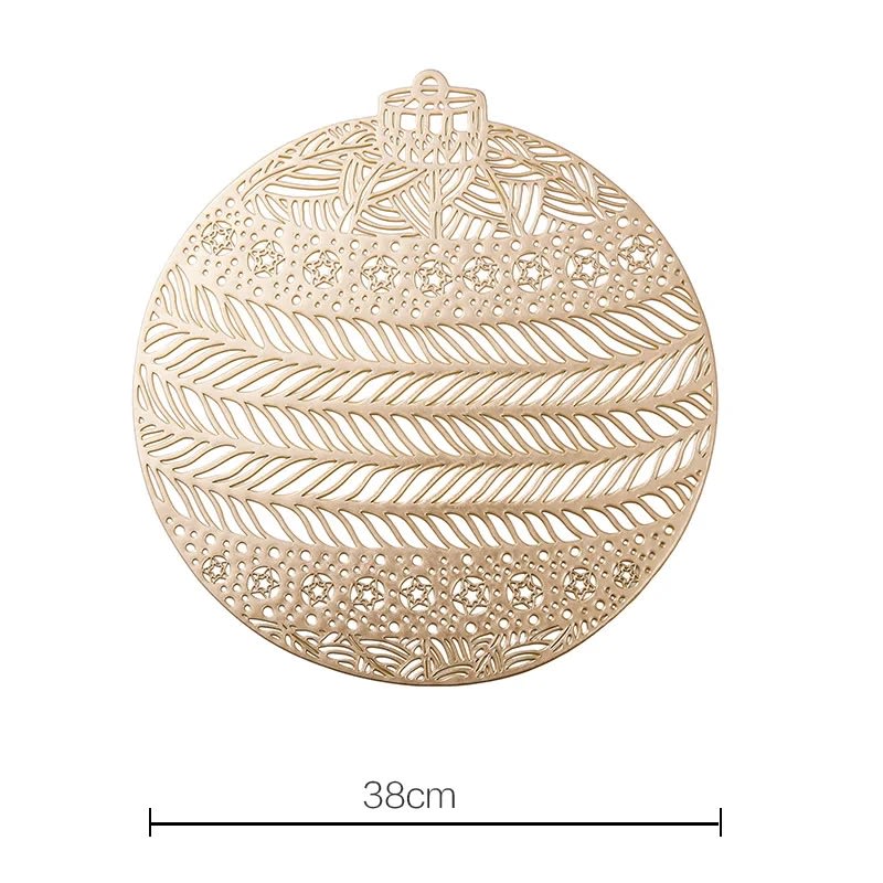 Christmas Gold Washable Round Ornament Place Mat