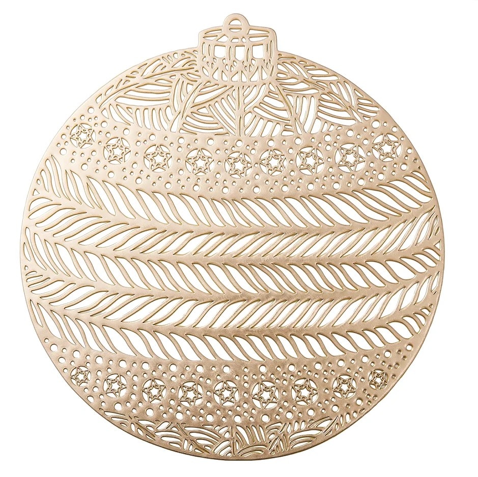 Christmas Gold Washable Round Ornament Place Mat