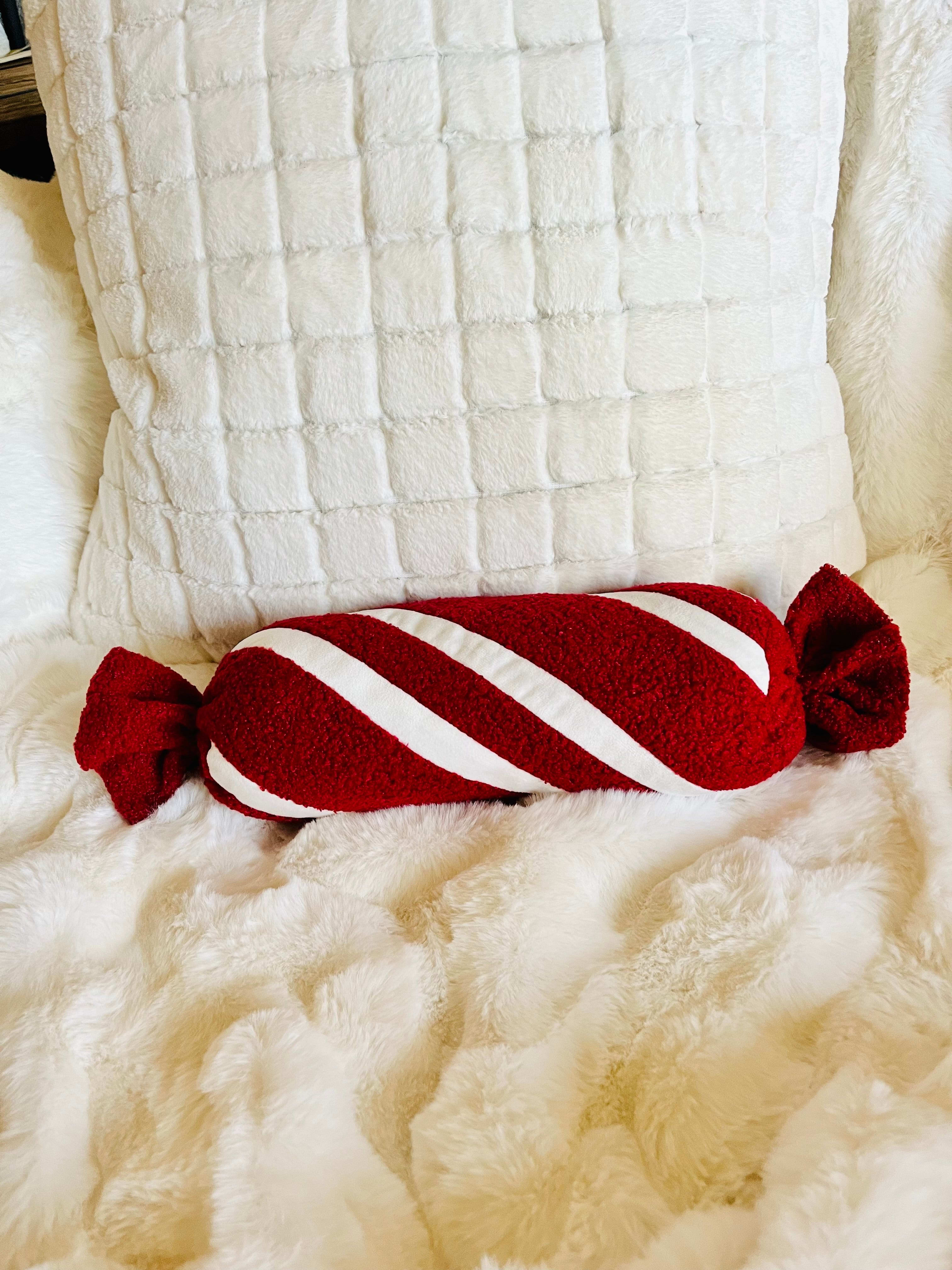 Christmas Red & White Stripe Candy Shape Decorative Pillows