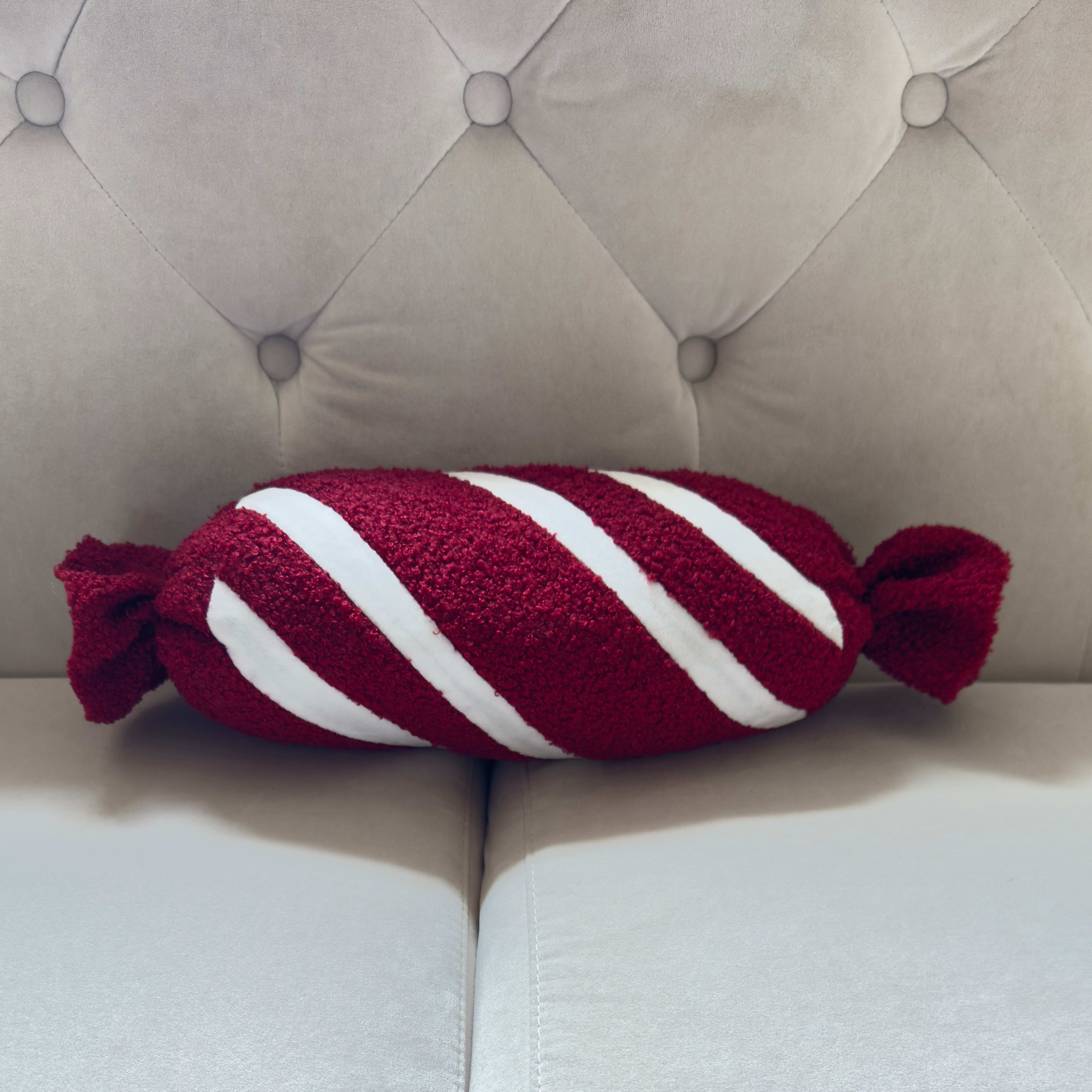 Christmas Red & White Stripe Candy Shape Decorative Pillows