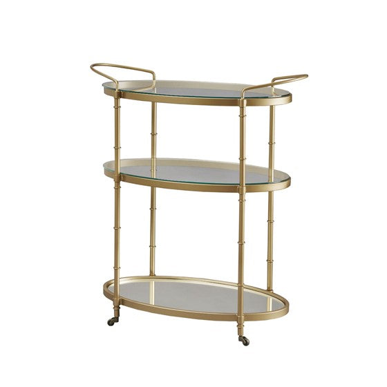Classic Gold Framed 3-Tier Bar Cart