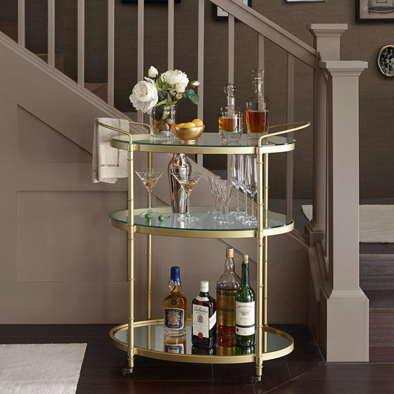 Classic Gold Framed 3-Tier Bar Cart