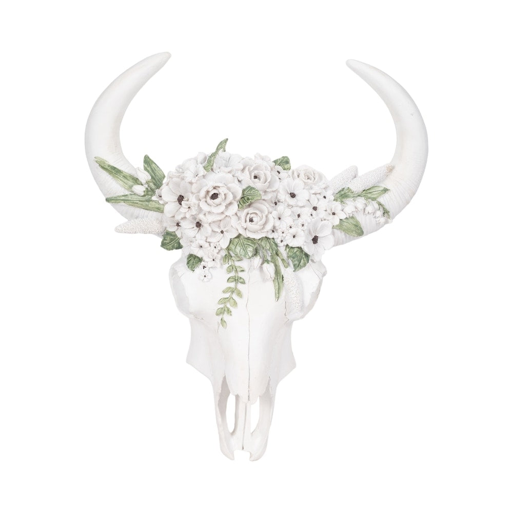 Decorative Bull Skull Wall Sculpture for Home Decor - Hanging Wall Art Decoration for Living Room or Kitchen Decor - 13"