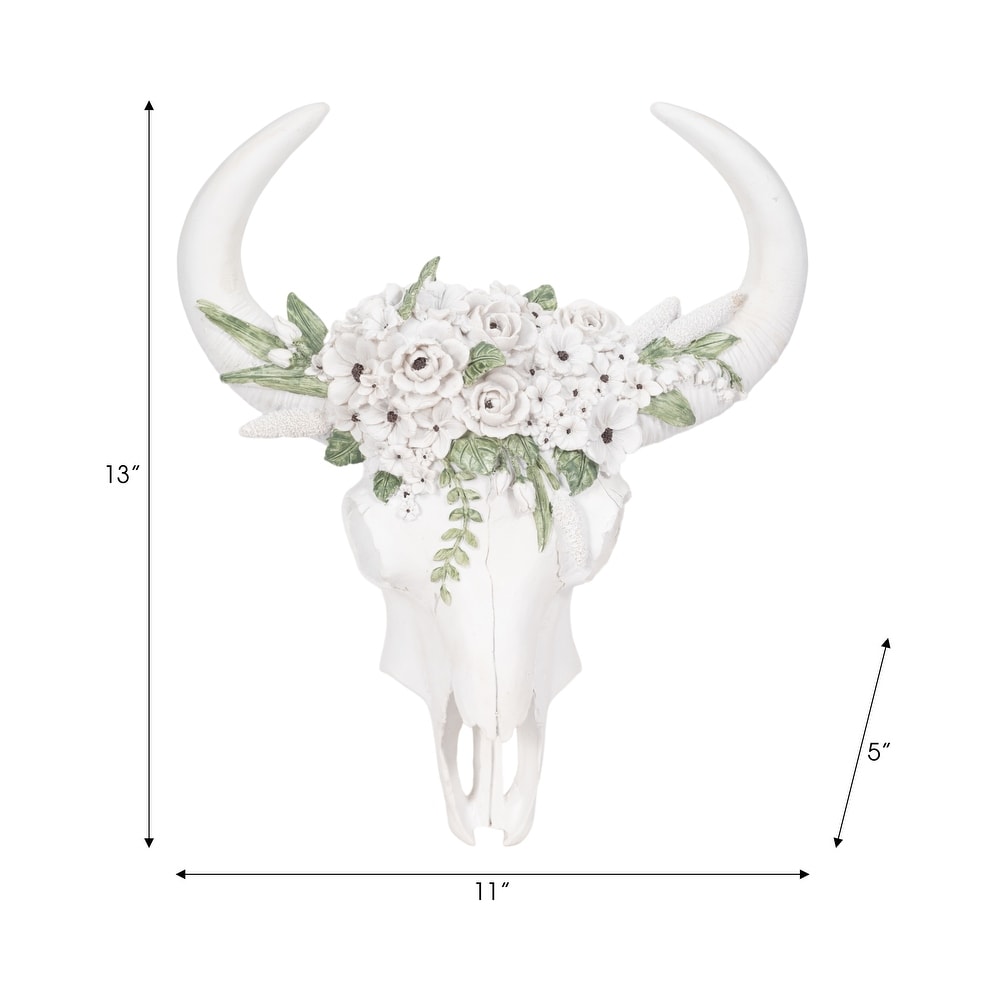 Decorative Bull Skull Wall Sculpture for Home Decor - Hanging Wall Art Decoration for Living Room or Kitchen Decor - 13"