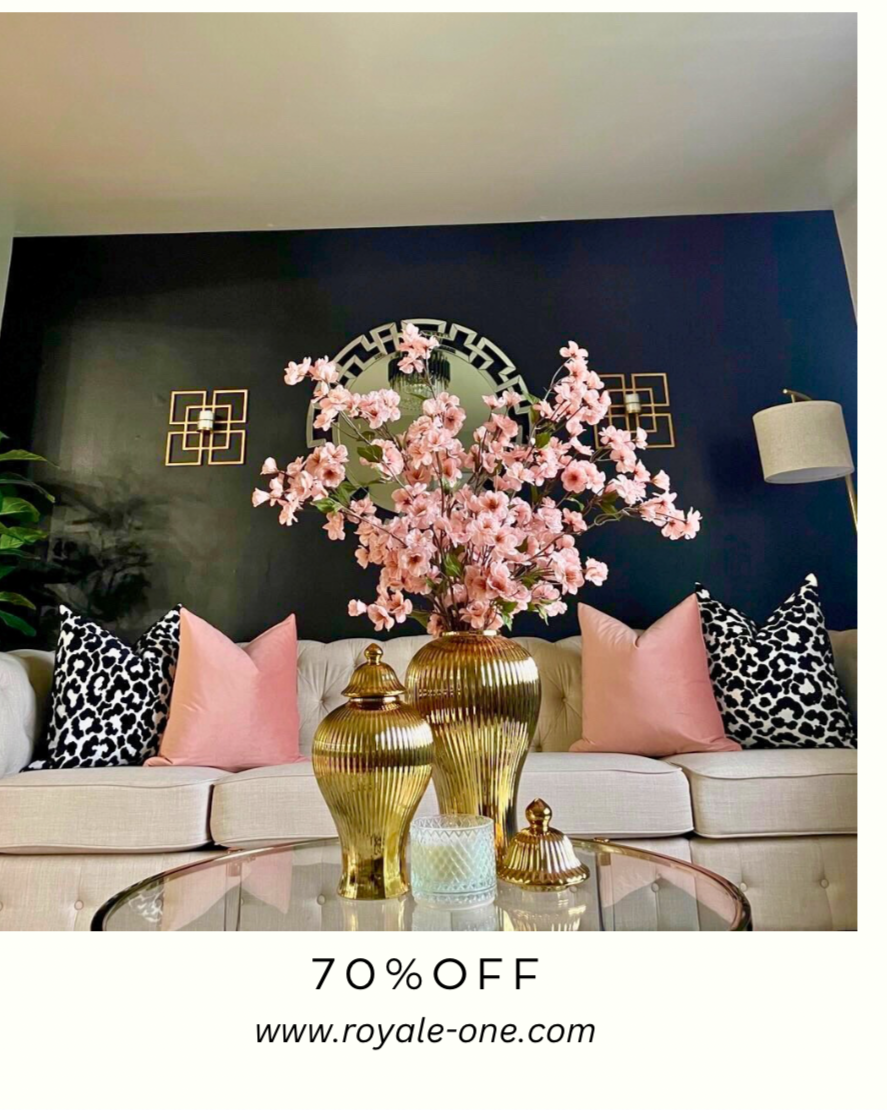 Living room with decorative items and a special sale advertisement for '4K Ginger Jar'.