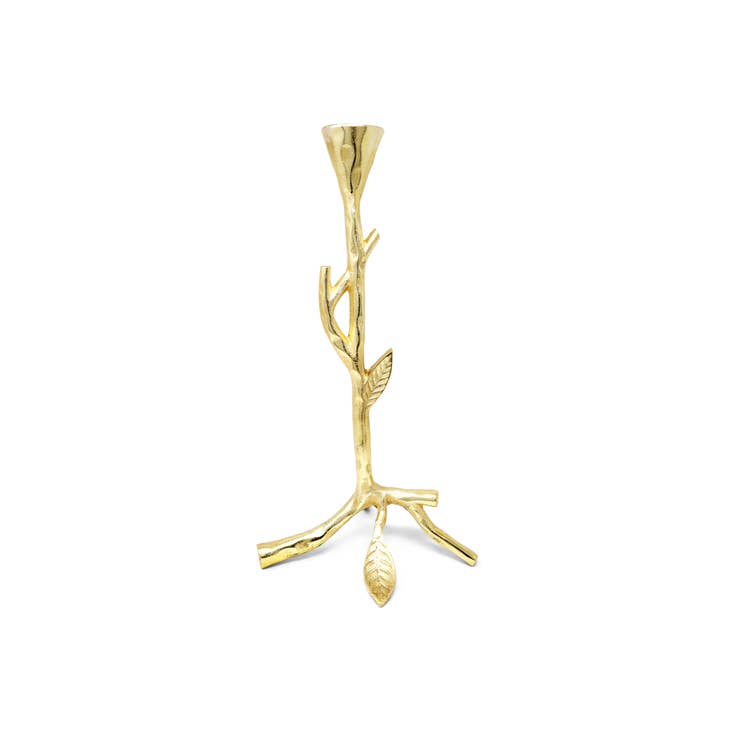 Gold Branch Design Set of 2 Taper Candle Holders