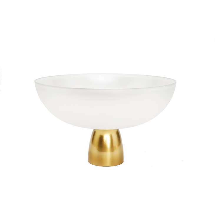 Gold Stem White Glass Bowl Elegant Tableware Accent