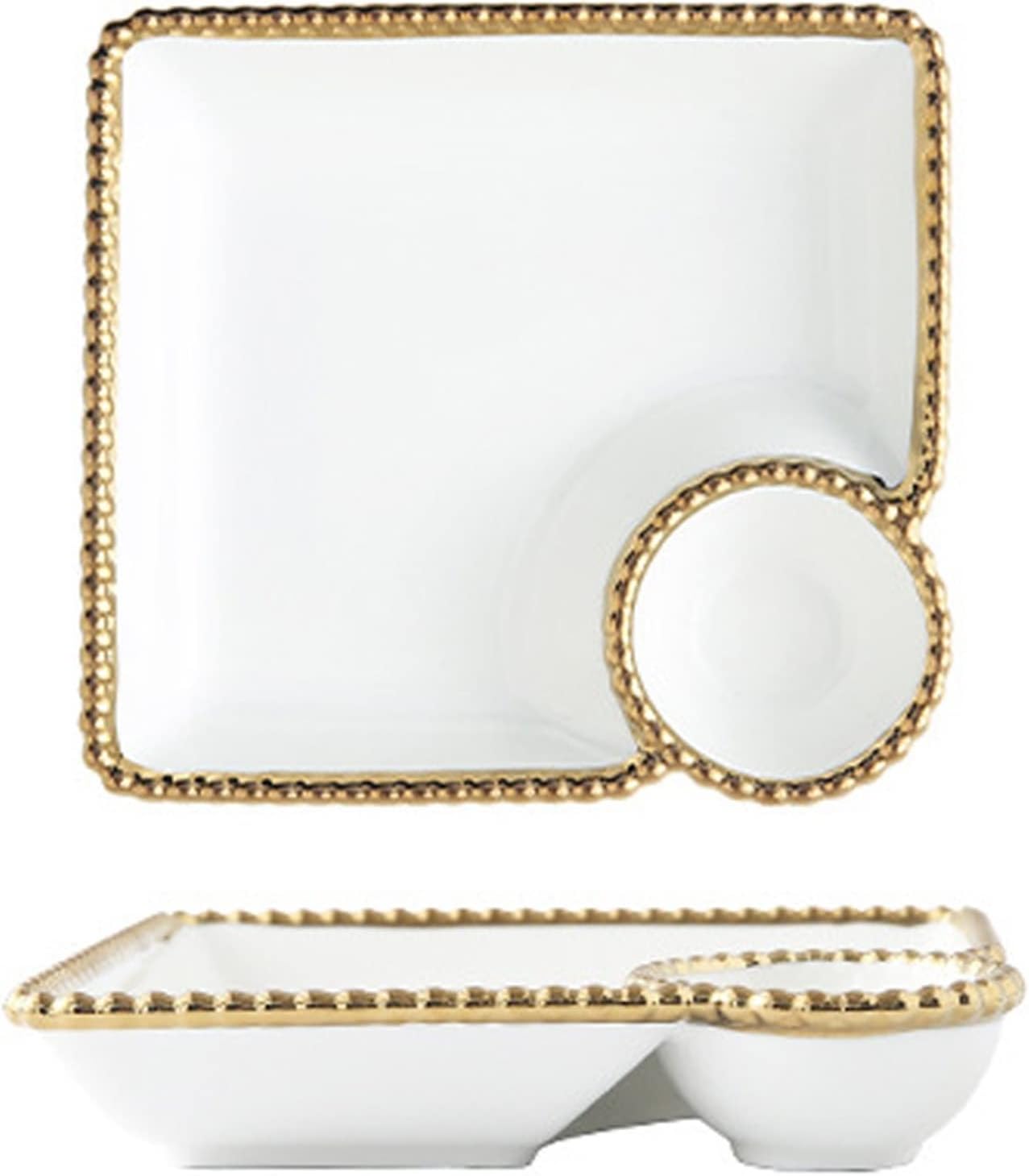 Golden Line Porcelain Divided Serving Plate