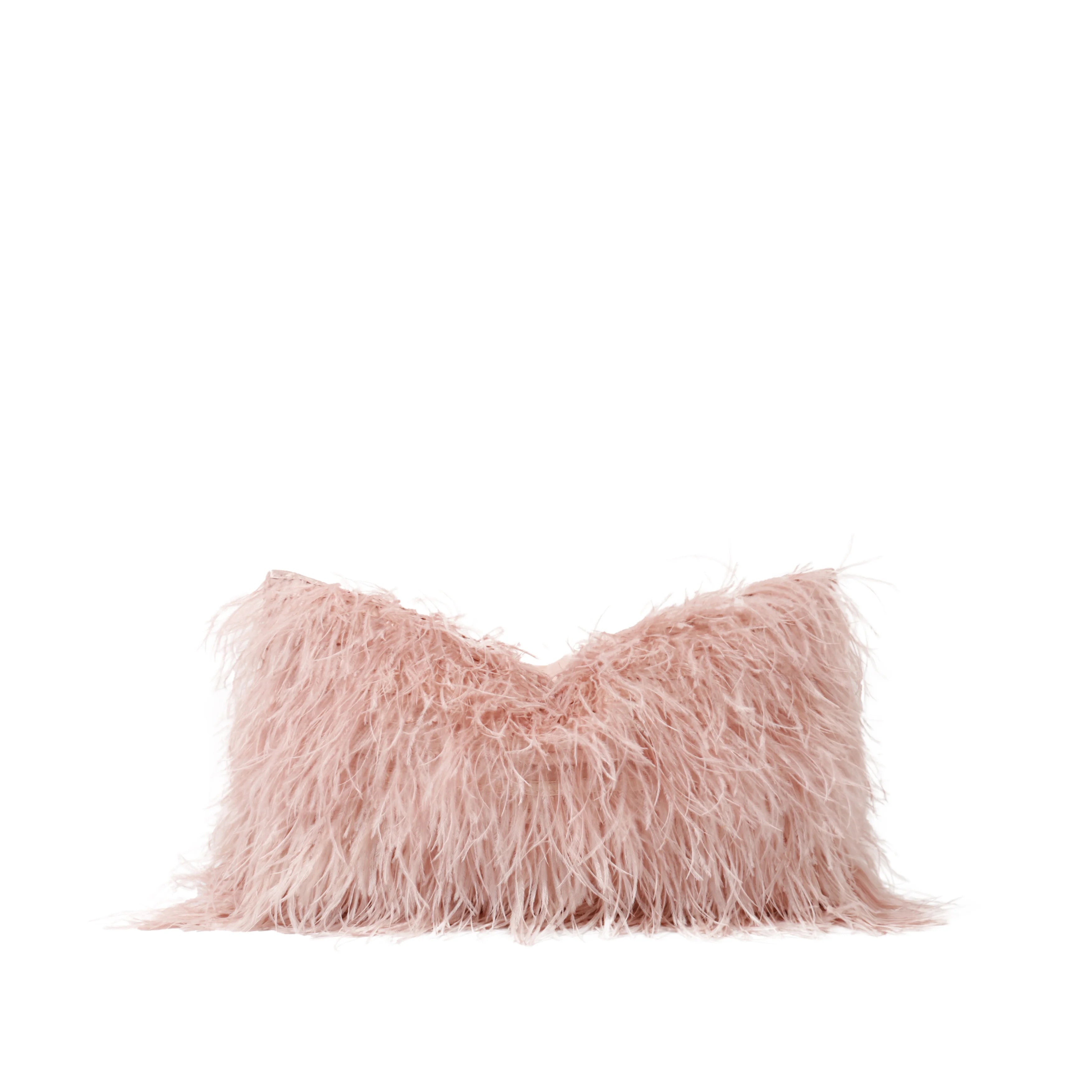 Ostrich Feather Waist Pillows Pink OBLONG Soft Cushion Covers Modern Hotel Supplies Portable Features