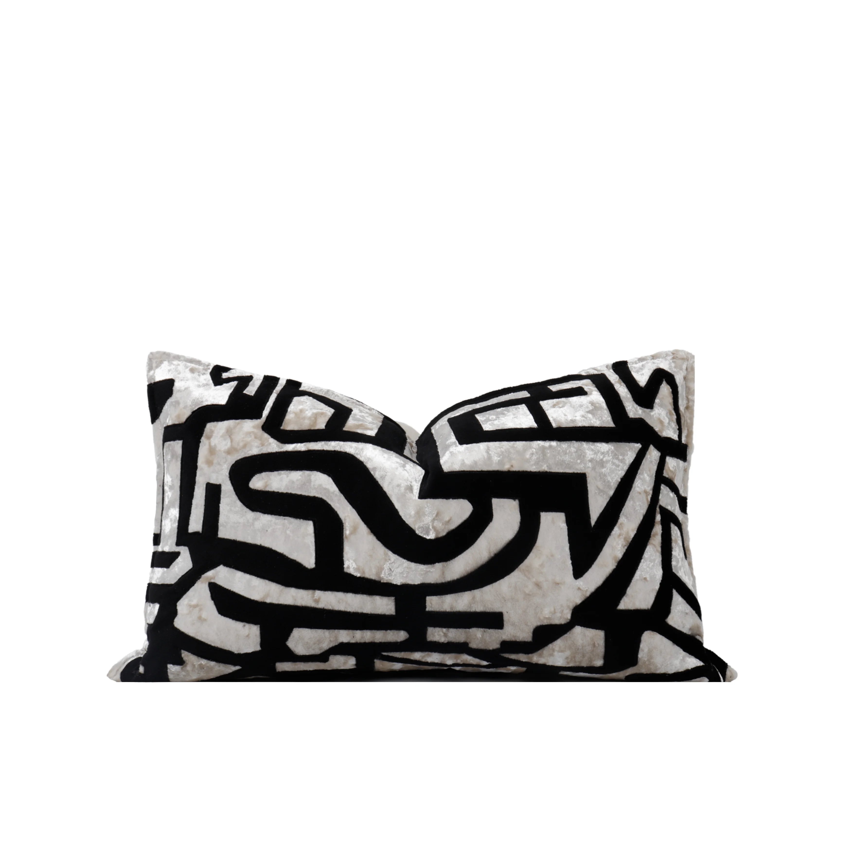 Organic Beige and Black Waist Pillows Velvet Cozy Soft Cushion Covers Decorative Throw Pillow Covers for Home Decor