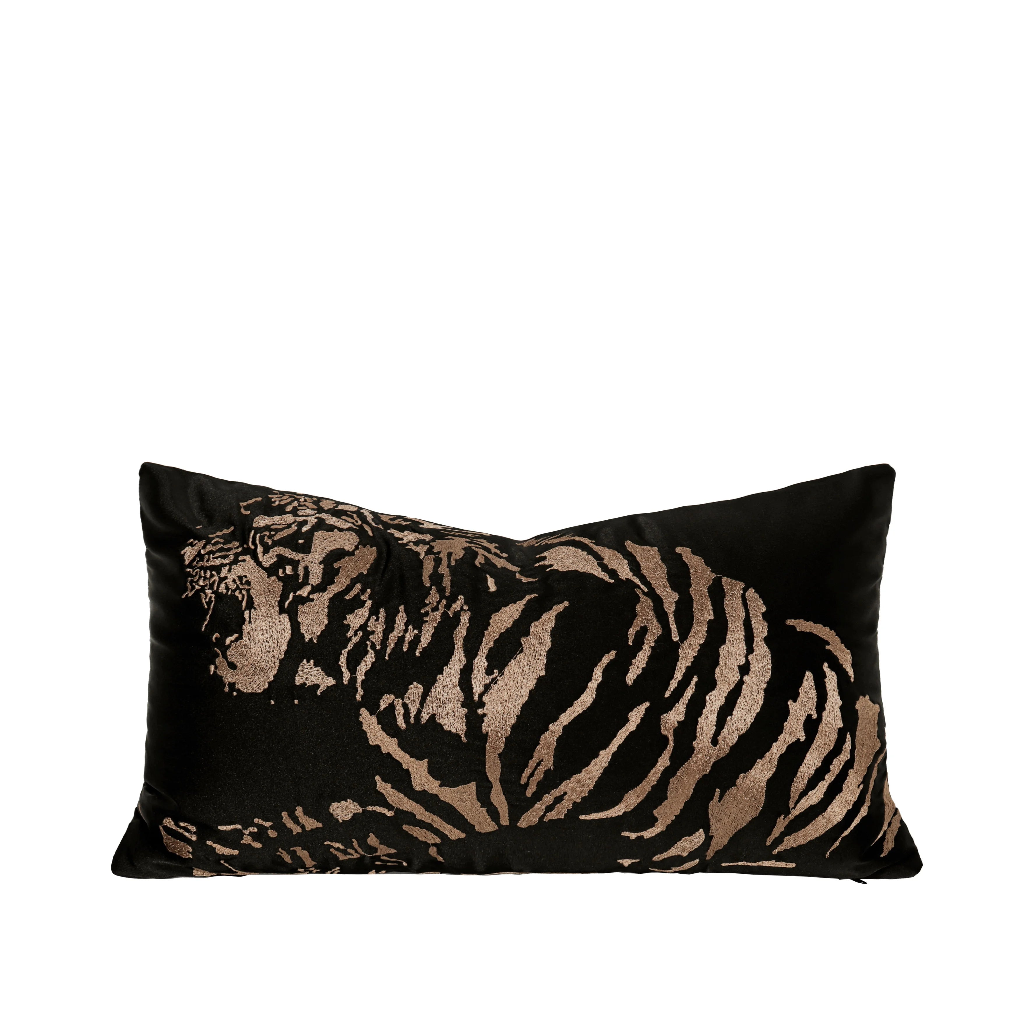 30*50cm Cartoon Tiger Series Decorative Black Cushion Cover Geometric Quilted Embroidery Lovely Rectangular