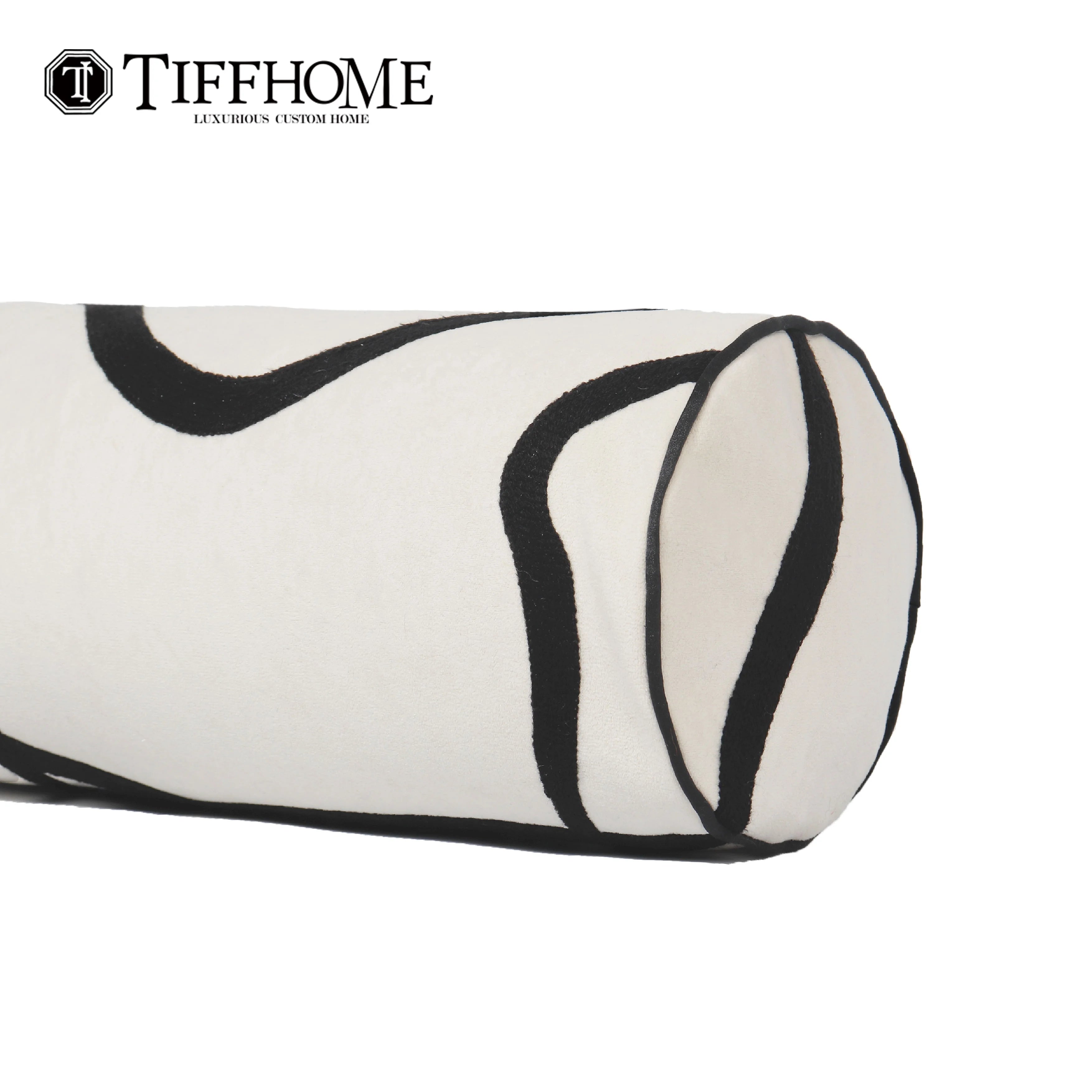 70*15cm Modern Cushion Cover Black and White Embroidered Candy Shaped with Irregular Lines New Product