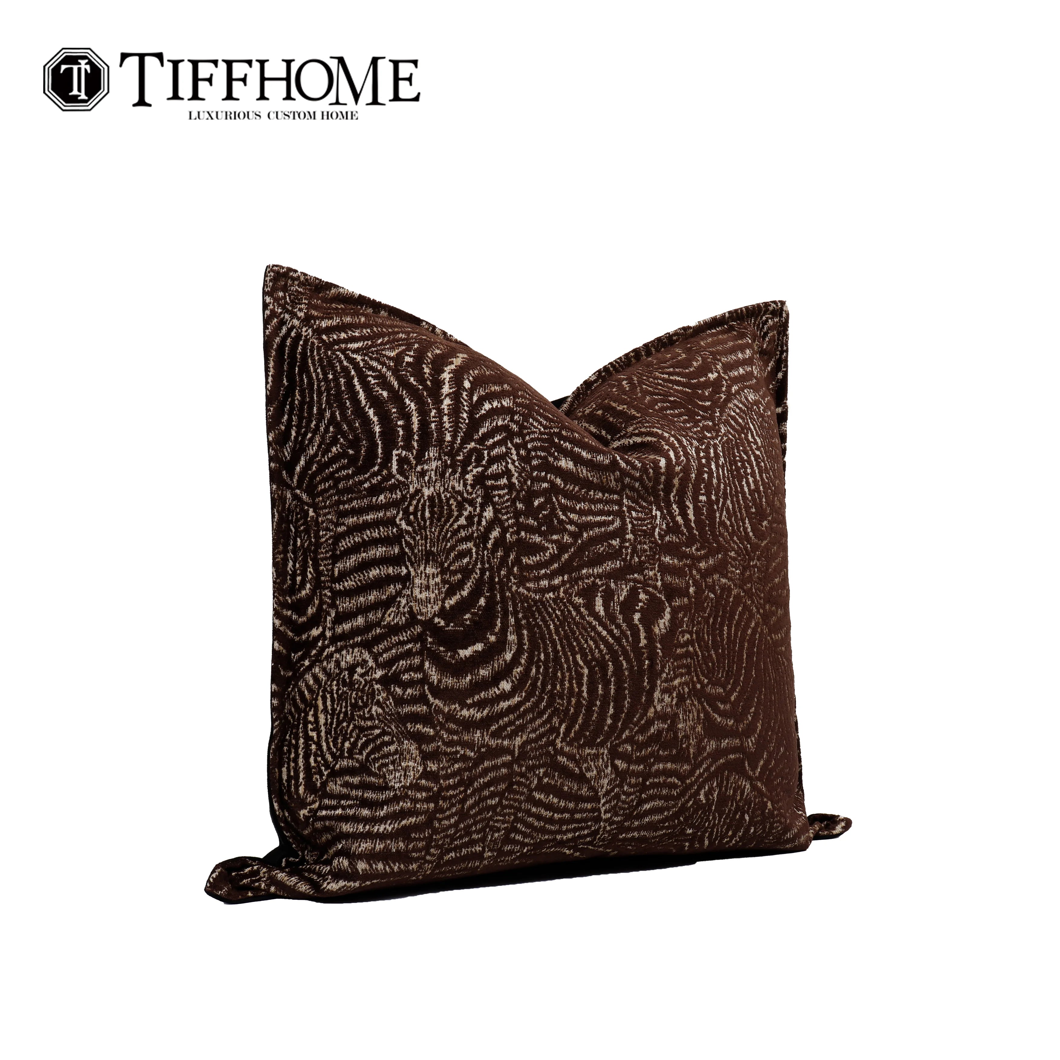 Dark Brown Zebra Square Cushion Covers Chic Designer Pillows Cushions Decorative Home Throw Pillow Covers