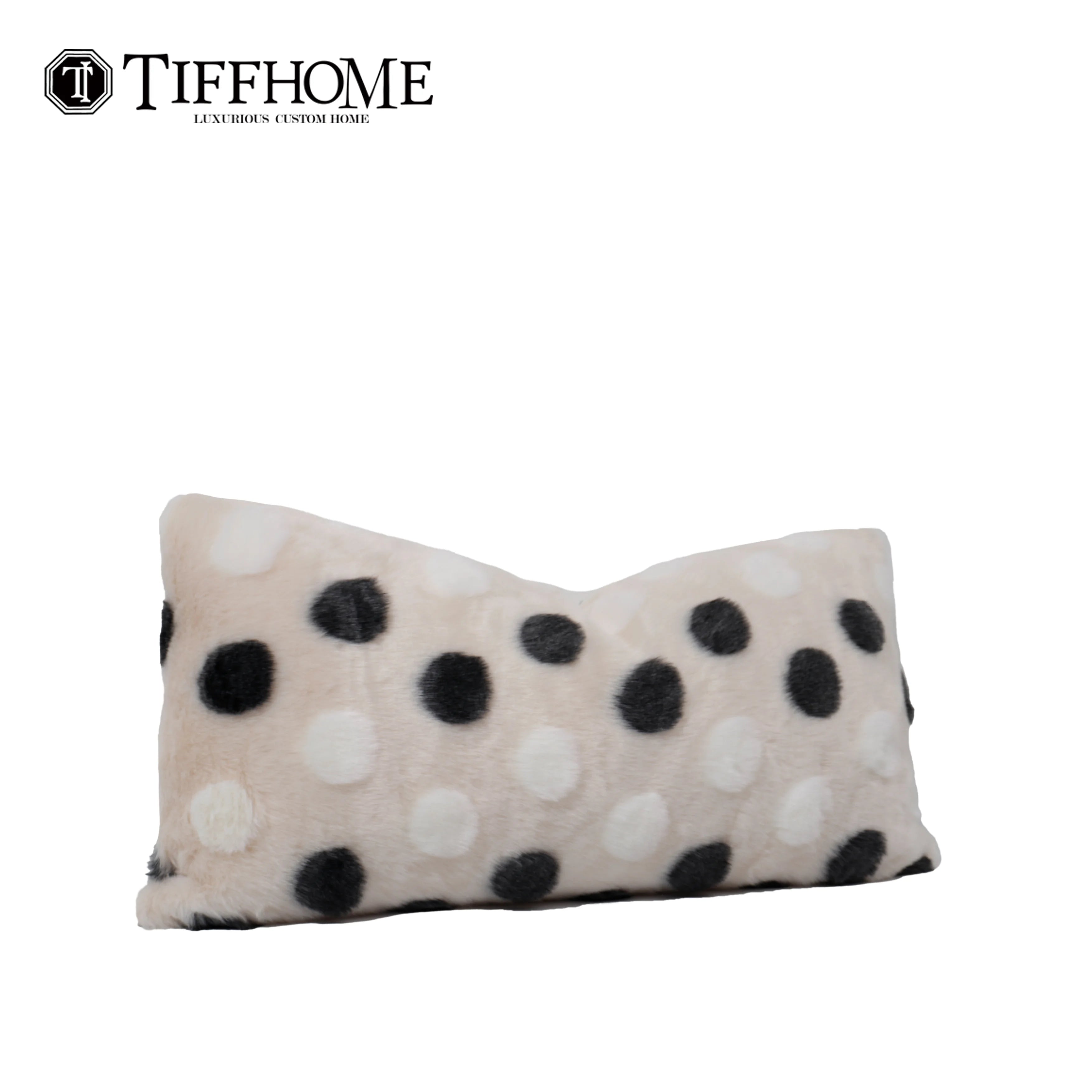 Black and White Polka Dot Plush Waist Pillow Cases Cushion Cases Chic Designer Decorative Organic Pillows Cushions