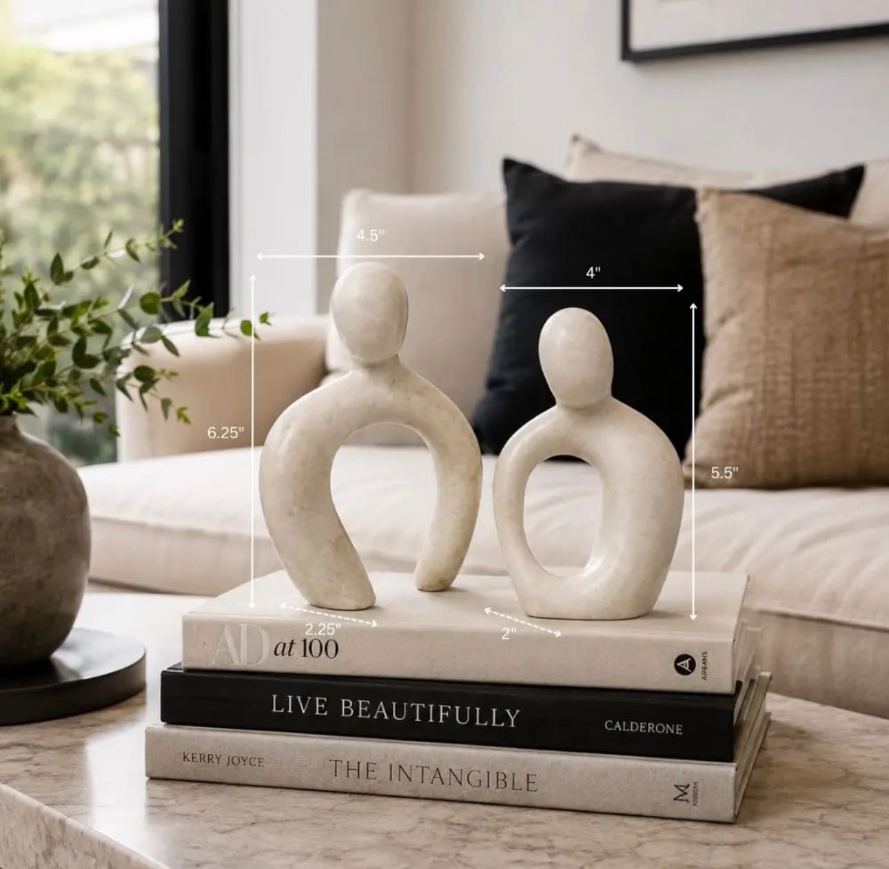Hugging Couple Marble Sculpture Set