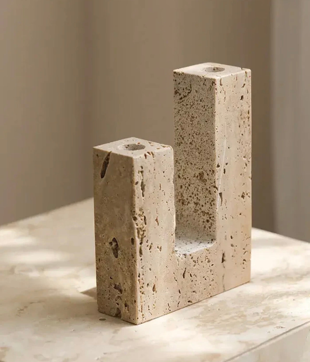 Southern Atelier Dual Travertine Candle Holder