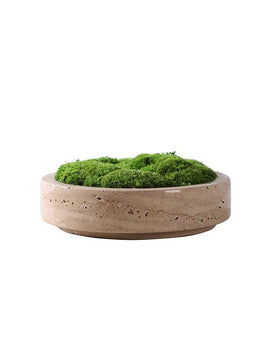 Modern Luxury Travertine Moss Garden Bowl