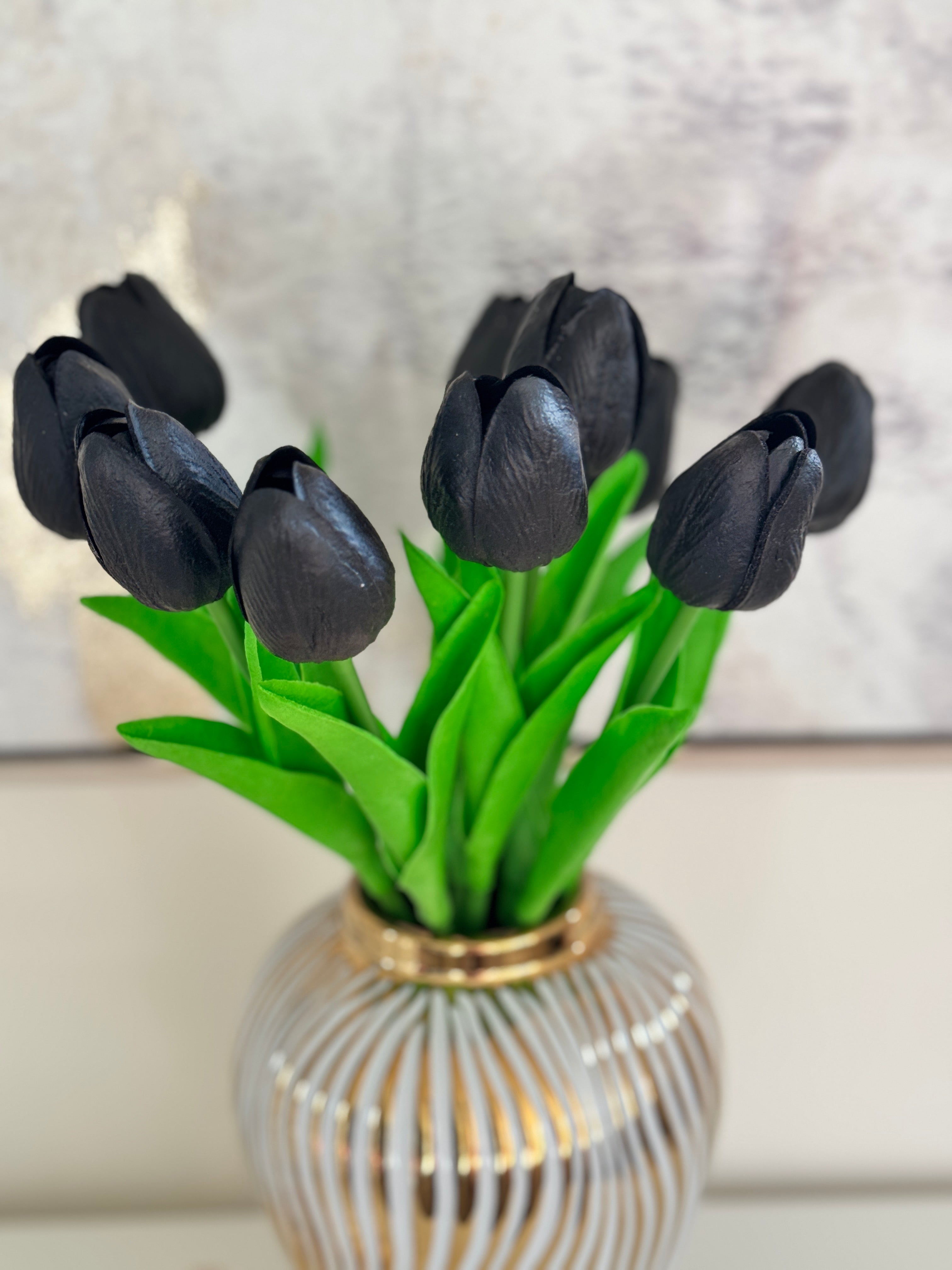 Mini Black Tulip Artificial Flowers For Home &Wedding