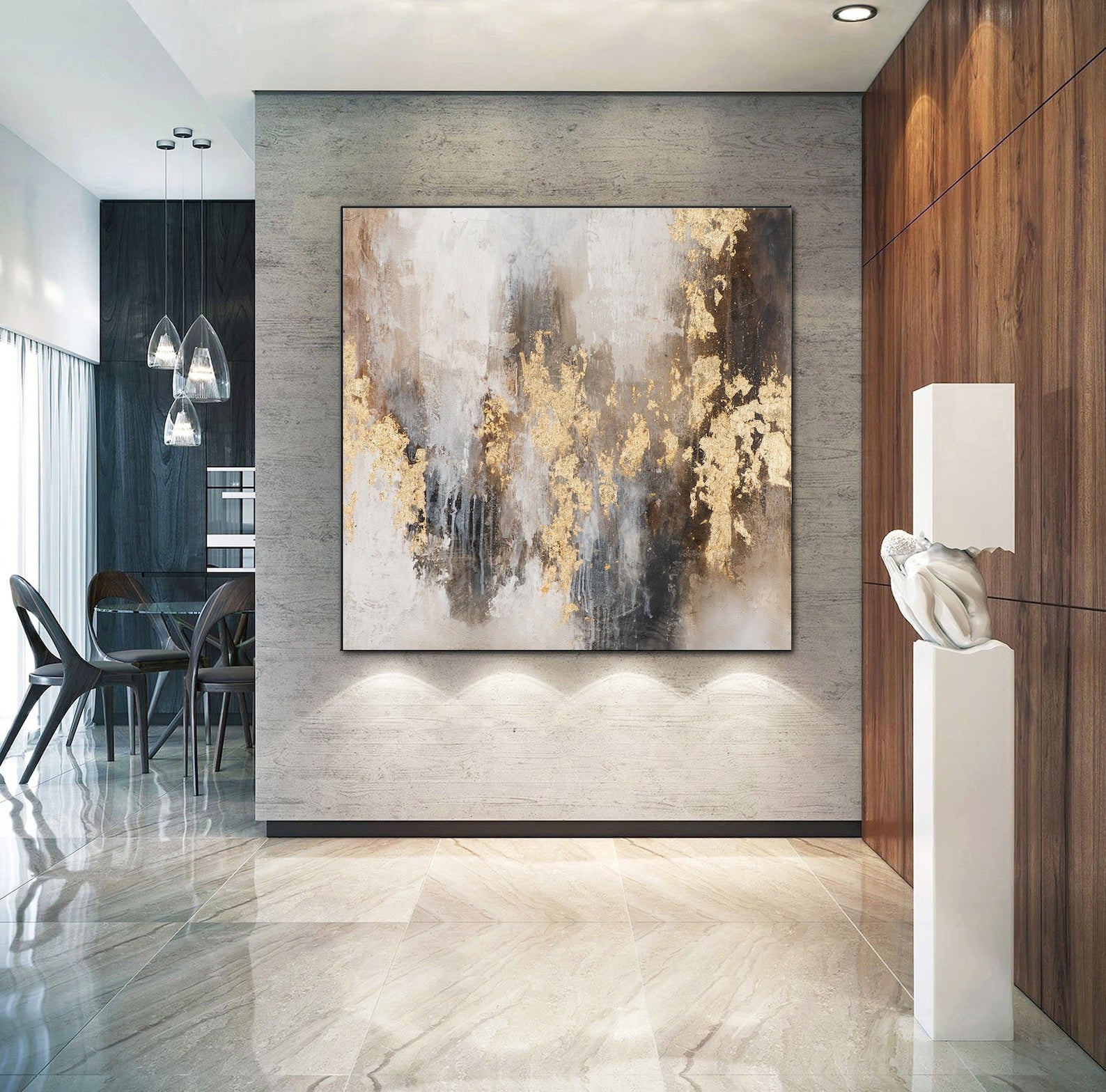 Luxury Gold Abstract Hand Painted Wall Art Canvas