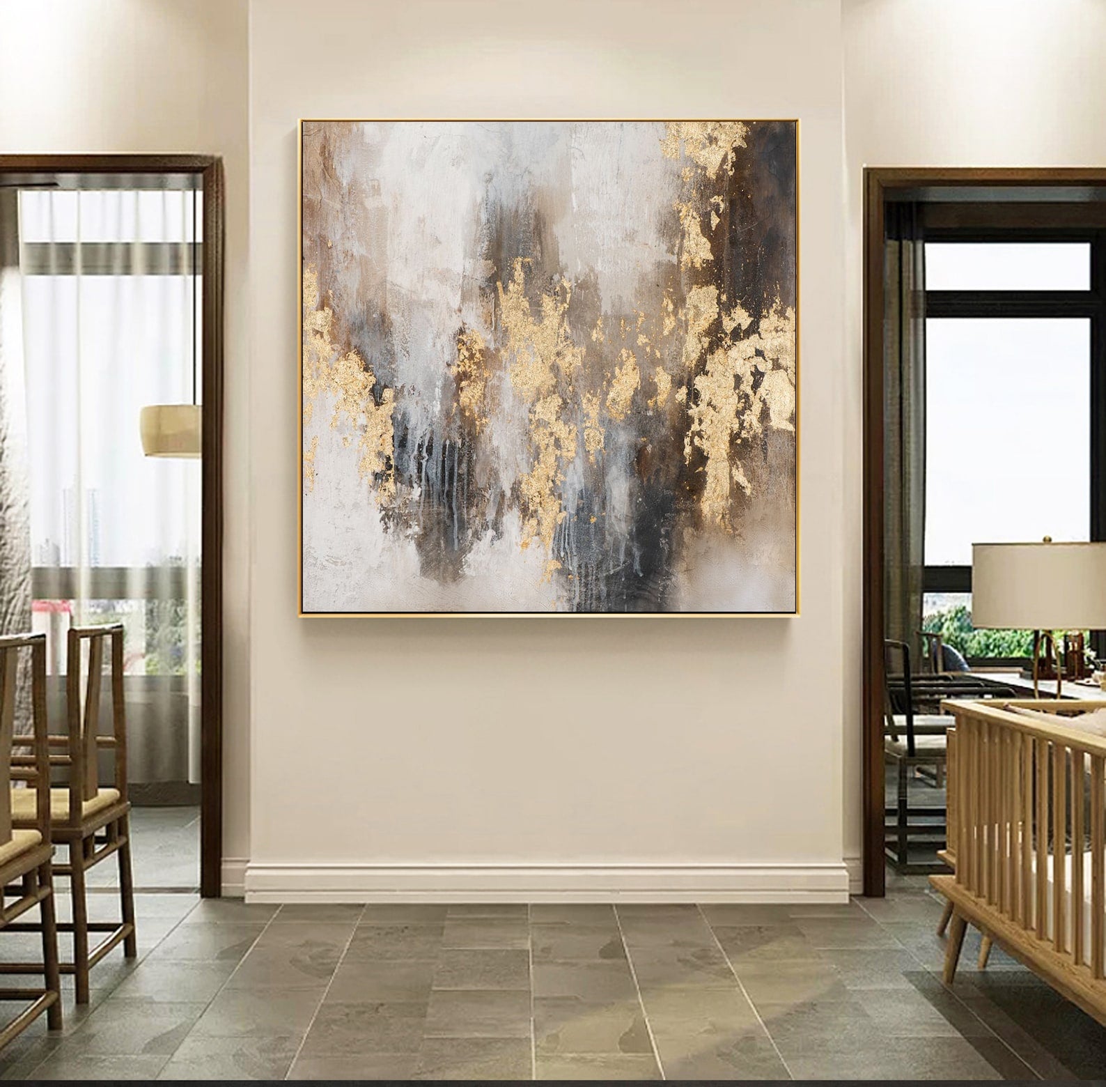 Luxury Gold Abstract Hand Painted Wall Art Canvas