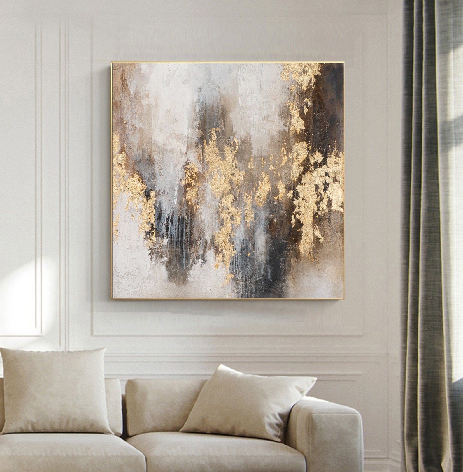 Luxury Gold Abstract Hand Painted Wall Art Canvas