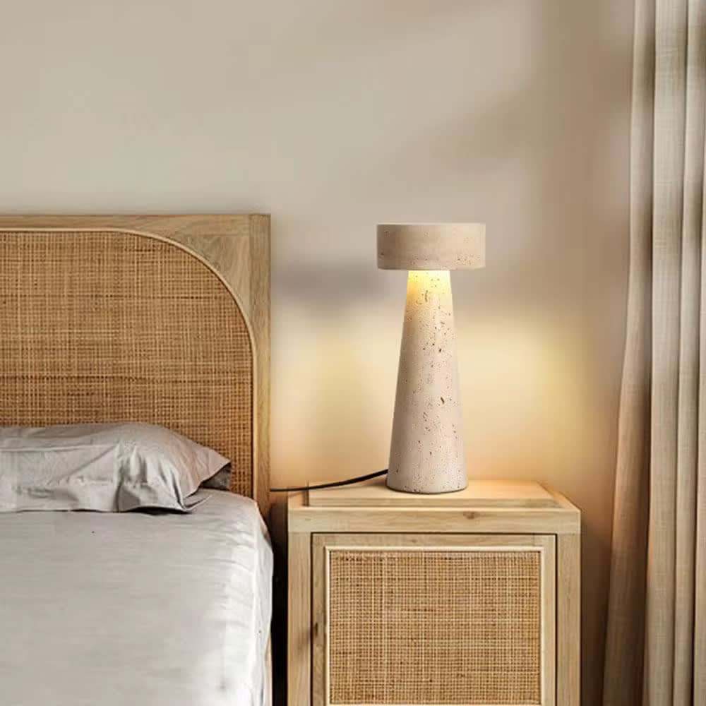 Luxury Travertine Stone Bedside Lamp