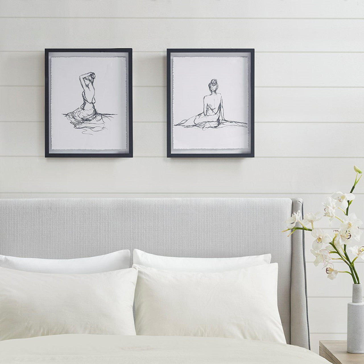 Madison Park Feminine Figures Sketch 2 Piece Framed Glass and Matted Wall Art Set