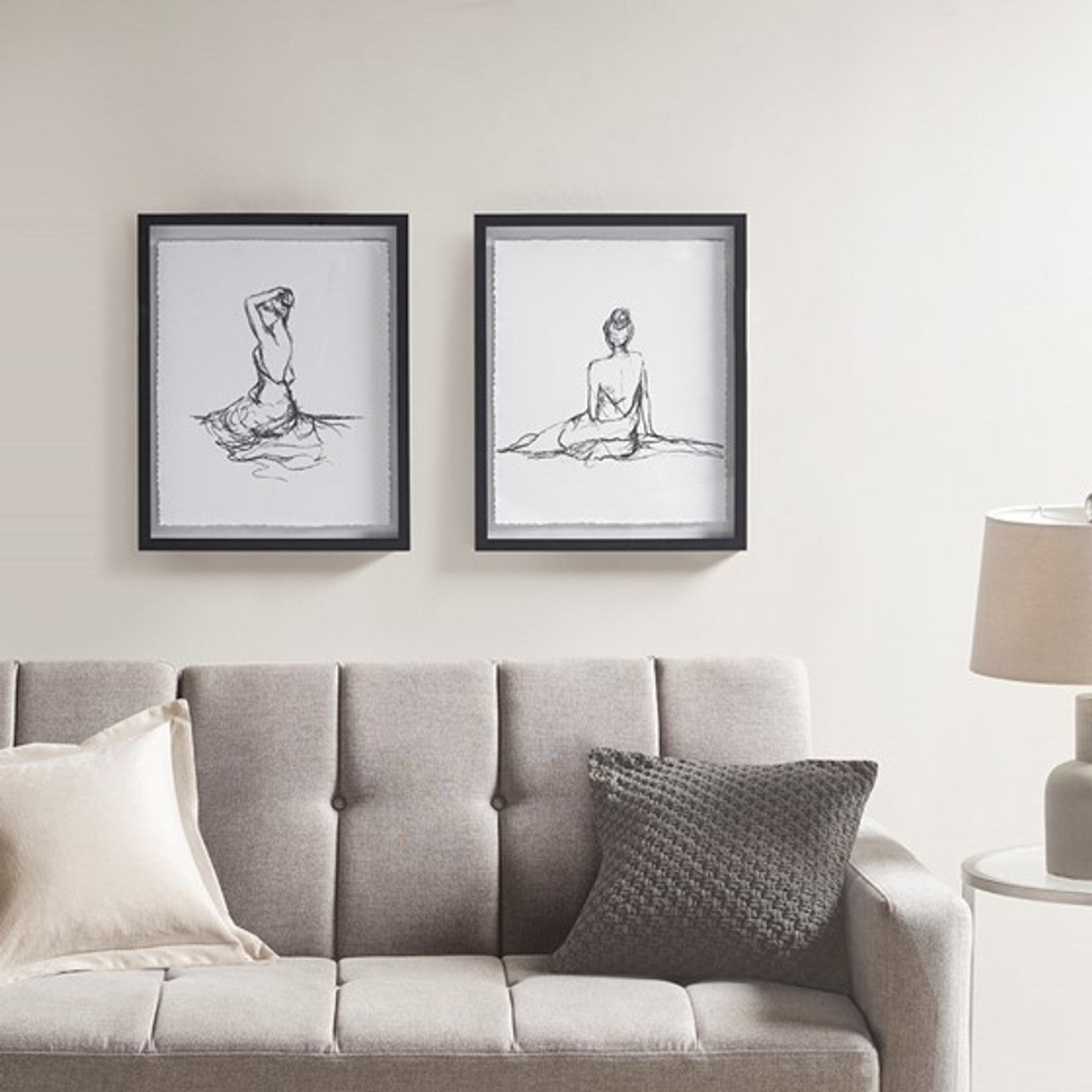 Madison Park Feminine Figures Sketch 2 Piece Framed Glass and Matted Wall Art Set